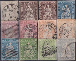 1854-1863, 12 Strubel, Kat: 3'200.- diverse bessere Werte: 21G mit ...