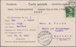BERN 1915, Extra-Zug mit Stohwagen aus Holland nach Malters, mit Nr ...