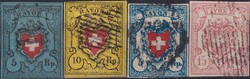 1850-1854, 4 fehlerfreie Rayon-Marken 15II-Nr.20, Rayon I ...