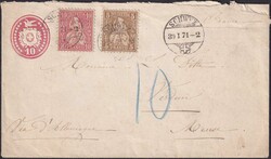 SCHWYZ-VERDUN (Voie d'Allemagne) 1871, mit Leitvermerk und mit 10Rp ...