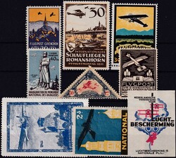 1924-1930, Flugpost-Vignetten (9x) ungebraucht/ meist ** postfrisch, ...