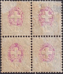 50c violettblau, Nr.10 im ungebrauchten Viererblock, trotz oben ...