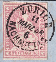 ZÜRICH 1858 (11.März) nach St.Gallen, 24D (besonders frisch und ...