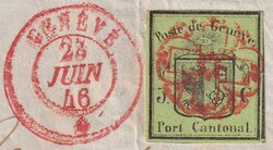 KLEINER ADLER, Nr.5 auf wunderschönem Briefstück von GENEVE: 28.JUN ...