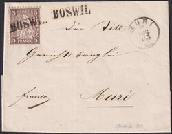 BOSWIL 1863 nach MURI, Nr.30 fehlerfrei auf sauberem Beleg +Inhalt, ...