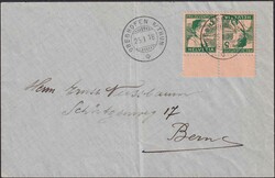 1915, K11 auf Brief mit J2 (Appenzeller-Knabe) im "tête-beche" ...