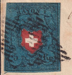 TRÜLLIKON 1850 nach Zürich, 15II.d (tiefdunkelblau) Type 19 auf ...
