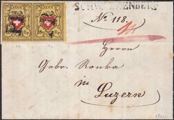 SCHWARZENBERG 1852 nach LUZERN (über Malters) überrandiges Paar T ...