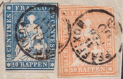 PFÄFFIKON 1860 nach "Wetzikon". Buntfrankatur auf Chargé-Brief mit ...