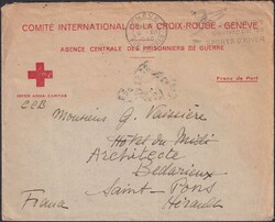1940, Rotes Kreuz von GENEVE nach Saint-Pons (Frankreich) seltene ...
