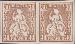 30c golden, 33.6.4 in Paar-Einheit ** postfrisch, mit Kontrollzeichen ...