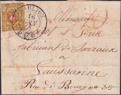 VAULION 1854 (16.JUIN) nach Lausanne, T.1 D-LO (1.Marke der ...