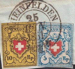 RHEINFELDEN 1851 (25.JUIN), Buntfrankatur nach GLARUS: Rayon II: T.22 ...