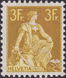 1908, 3Fr olivgelb, Nr.116 ungebraucht mit Gummi, tadellos gezähnt, ...