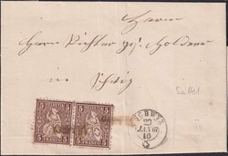 SATTEL (SZ) 1867 Nr.30 im Paar auf sauberem Faltbrief mit Inhalt nach ...