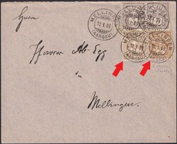 MELLINGEN 1909, ungewöhnliche 10Rp.-Verwendung mit Nr.81+ zwei ...