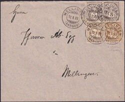 MELLINGEN 1909, ungewöhnliche 10Rp.-Verwendung mit Nr.81+ zwei ...