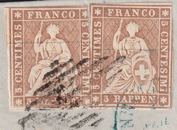 NEUCHÂTEL 1857 nach Chaux-De-Fonds, 22D.a (2x mattgraubraune Farbe) ...