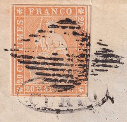 Strahlenstempel: CURIO 1855 über LUGANO nach COMO (Italien), 25B ...