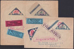 1925, Flugmeeting GENF auf zwei Briefen, Nr.13+14 und 15+16 PAR AVION ...