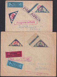 1925, Flugmeeting GENF auf zwei Briefen, Nr.13+14 und 15+16 PAR AVION ...