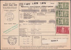 1953-1967, 4 Begleitadressen. MINUSIO nach Südafrika, 33Fr.!, Nr.218 ...