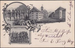 APPENZELL, TROGEN (Landsgemeindegruss), Litho-AK von WALDSTATT nach ...