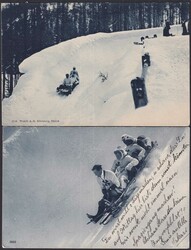 GRAUBÜNDEN, St.MORITZ, 3 AK's 1906-1913 "mit BOB" unterwegs, 2x nach ...
