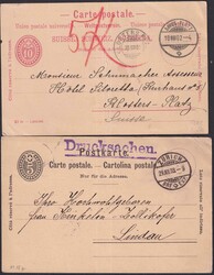 1886-1902, Ganzsachen: Drucksache 1888: Zürich nach Lindau, 1902: ...