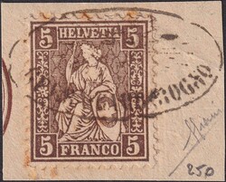 Strahlenstempel: GERRA-CAMBAROGNO auf Briefstück, gut gezähnt ...