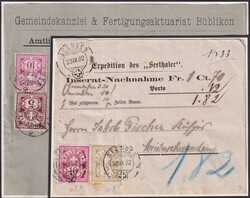 1882-1884, 4 Belege: Nr.53 (weisses Papier)+61A (Faserpapier) von ...