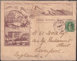 WALLIS-BERN, HOTEL GEMMI (Kandersteg) 1891, 67C auf illustriertem ...