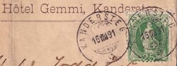 WALLIS-BERN, HOTEL GEMMI (Kandersteg) 1891, 67C auf illustriertem ...