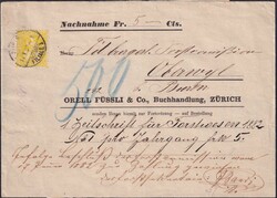 ZÜRICH 1882 nach Oberwyl im Simmental (mit Zwergstempel rückseitig) ...