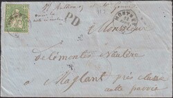 MONTHEY 1865 nach MAGLAND (près Cluses, FR) Nr.34, gut gezähnt und ...