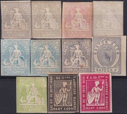 1850-1865, Stempelmarken (11 Stück) alle ungebraucht, meist gut ...