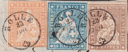 ROLLE 1858 (23.JUIL) 25D+23Cc+22D auf attraktivem Kleinbrief nach ...