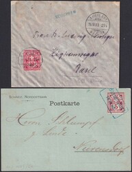 1898-1950, Bahnpost-Stempel von Schüpfen (BE), Bassersdorf, ...