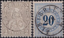 ALBISRIEDEN, Zwergstempel auf Nr.28 und Portomarke, 2c oben mit ...