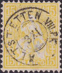 15c gelb, Nr.39 mit Zwergstempel: ALTSTETTEN VIII P.K., ...