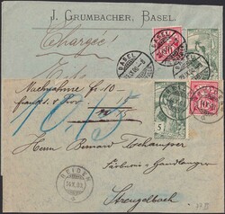 BASEL &amp; REIDEN (LU) Nachnahme-Briefe mit 77B +61B (2x) nach ...