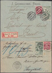 BASEL &amp; REIDEN (LU) Nachnahme-Briefe mit 77B +61B (2x) nach ...