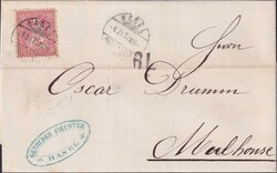 BASEL 1870-1873 nach MULHOUSE (Haut-Rhin, FR) Nr.38 auf drei RAYON ...