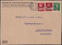 BERN 1919, IKW Nr.4 (2x) mit Nr.10 nach Hamburg, seltene Verwendung ...