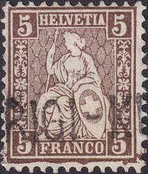 5c braun, Nr.30 mit Stab-Stempel: RIGI-KULM, fehlerfreie Marke mit ...