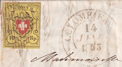 COLOMBIER 1853 nach Montmirail (La Tène), 16II.1.08 (Gelbdruck ...