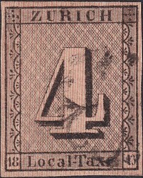 ZÜRICH 4, ESSLINGER PROBEDRUCK, 1S mit senkrechten Unterdruck-Linien ...