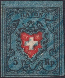 Type 8, 15I.c (gräulichblau) attraktive Bogenecke. Mehrheitlich ...