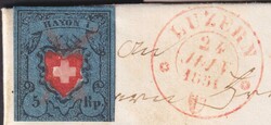 LUZERN 1851 (24.JUIN) nach Malters, 15II (Type 17) auf archvfrischem ...