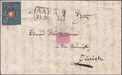 AARGAU 1851 (23.JAN) nach Zürich, erstklassige Rayon I (15II.1.03) ...